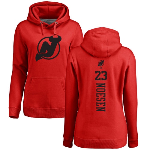 NHL Women's Adidas New Jersey Devils #23 Stefan Noesen Red One Color Backer Pullover Hoodie