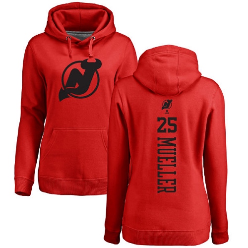 NHL Women's Adidas New Jersey Devils #25 Mirco Mueller Red One Color Backer Pullover Hoodie
