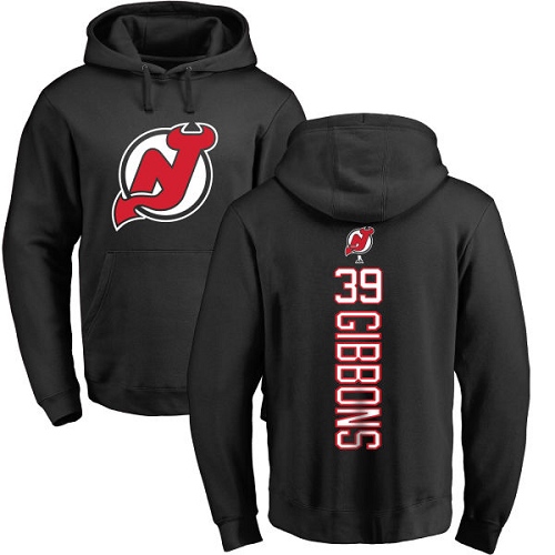 NHL Adidas New Jersey Devils #39 Brian Gibbons Black Backer Pullover Hoodie