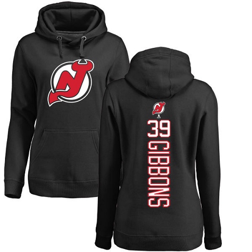NHL Women's Adidas New Jersey Devils #39 Brian Gibbons Black Backer Pullover Hoodie