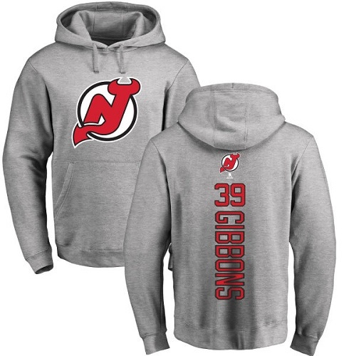 NHL Adidas New Jersey Devils #39 Brian Gibbons Ash Backer Pullover Hoodie