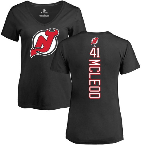 NHL Women's Adidas New Jersey Devils #41 Michael McLeod Black Backer T-Shirt