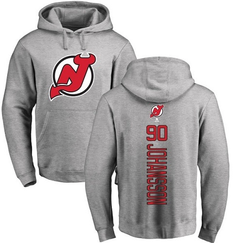 NHL Adidas New Jersey Devils #90 Marcus Johansson Ash Backer Pullover Hoodie