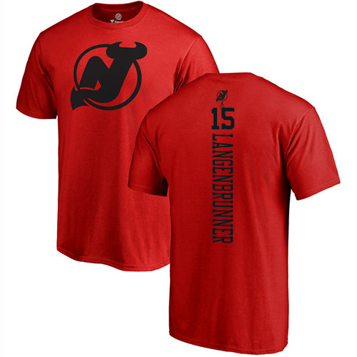 NHL Adidas New Jersey Devils #15 Jamie Langenbrunner Red One Color Backer T-Shirt