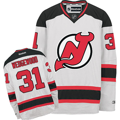 Men's Reebok New Jersey Devils #31 Scott Wedgewood Authentic White Away NHL Jersey
