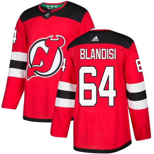 Men's Adidas New Jersey Devils #64 Joseph Blandisi Authentic Red Home NHL Jersey