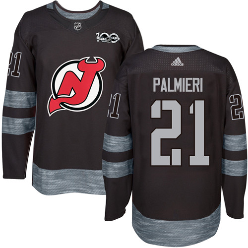 Men's Adidas New Jersey Devils #21 Kyle Palmieri Premier Black 1917-2017 100th Anniversary NHL Jersey