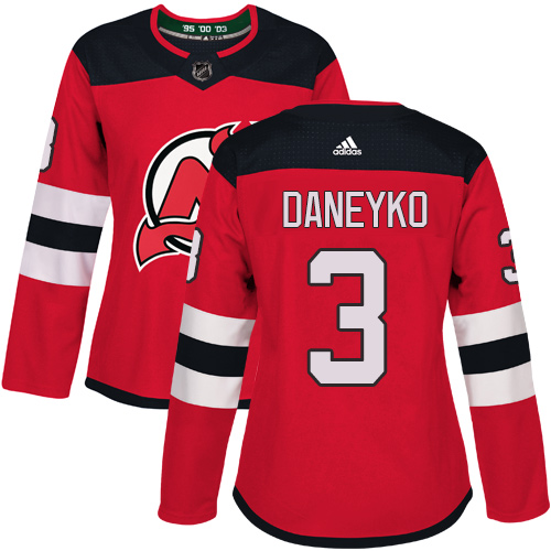 Women's Adidas New Jersey Devils #3 Ken Daneyko Authentic Red Home NHL Jersey