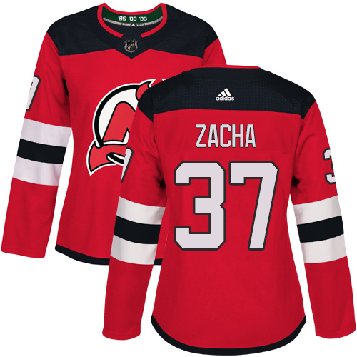 Women's Adidas New Jersey Devils #37 Pavel Zacha Authentic Red Home NHL Jersey