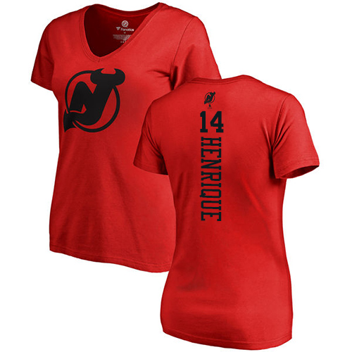 NHL Women's Adidas New Jersey Devils #14 Adam Henrique Red One Color Backer T-Shirt