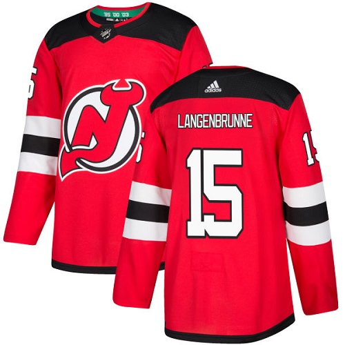 Youth Adidas New Jersey Devils #15 Jamie Langenbrunner Authentic Red Home NHL Jersey