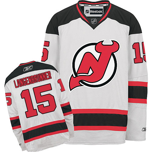 Women's Reebok New Jersey Devils #15 Jamie Langenbrunner Authentic White Away NHL Jersey