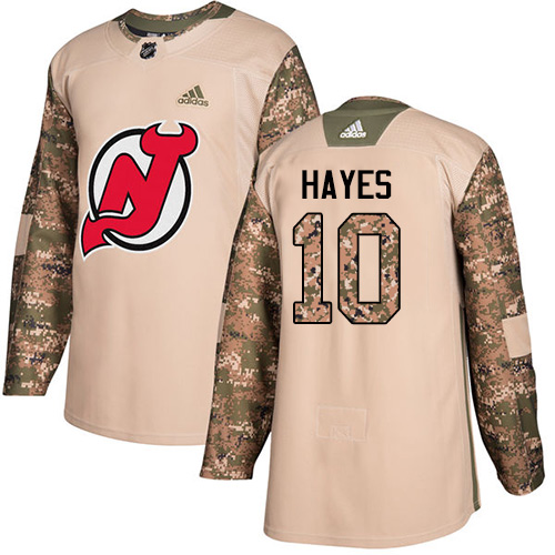 Men's Adidas New Jersey Devils #10 Jimmy Hayes Authentic Camo Veterans Day Practice NHL Jersey