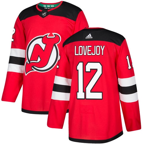 Men's Adidas New Jersey Devils #12 Ben Lovejoy Authentic Red Home NHL Jersey