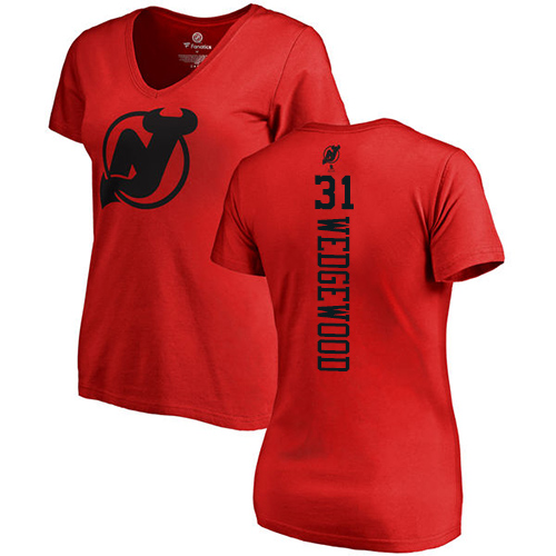 NHL Women's Adidas New Jersey Devils #31 Scott Wedgewood Red One Color Backer T-Shirt