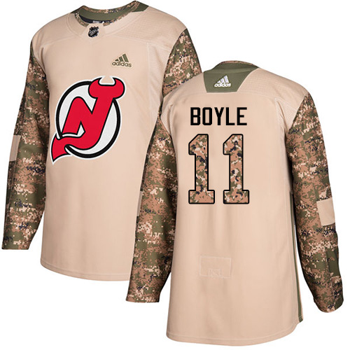 Men's Adidas New Jersey Devils #11 Brian Boyle Authentic Camo Veterans Day Practice NHL Jersey