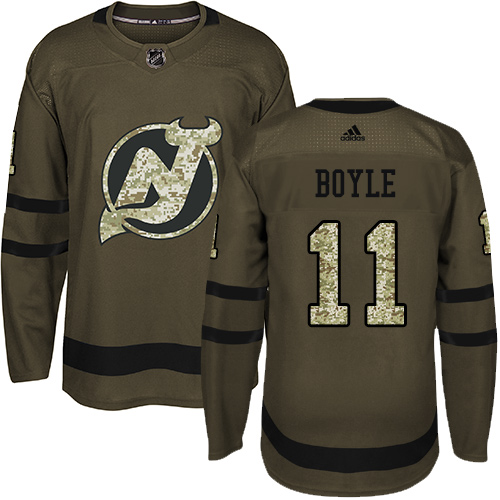 Youth Adidas New Jersey Devils #11 Brian Boyle Authentic Green Salute to Service NHL Jersey