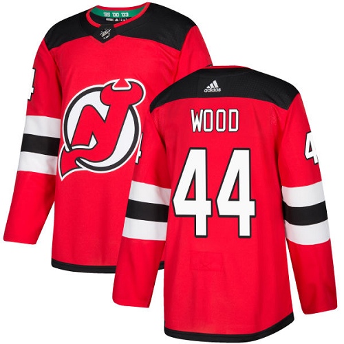 Men's Adidas New Jersey Devils #44 Miles Wood Authentic Red Home NHL Jersey