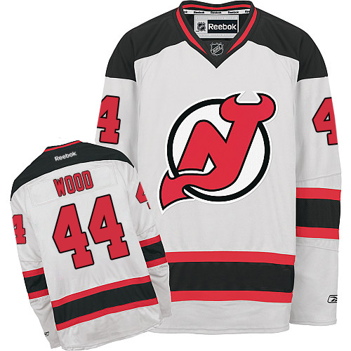 Men's Reebok New Jersey Devils #44 Miles Wood Authentic White Away NHL Jersey
