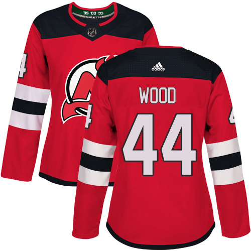 Women's Adidas New Jersey Devils #44 Miles Wood Authentic Red Home NHL Jersey