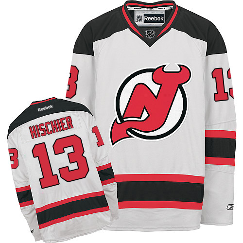 Men's Reebok New Jersey Devils #13 Nico Hischier Authentic White Away NHL Jersey