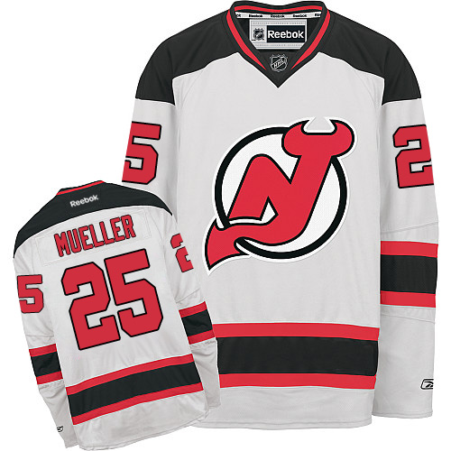 Men's Reebok New Jersey Devils #25 Mirco Mueller Authentic White Away NHL Jersey
