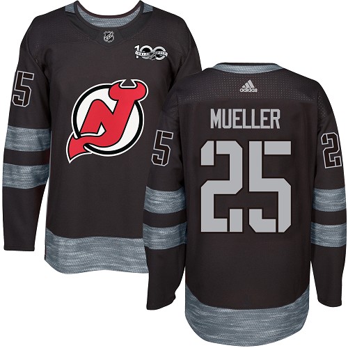 Men's Adidas New Jersey Devils #25 Mirco Mueller Premier Black 1917-2017 100th Anniversary NHL Jersey