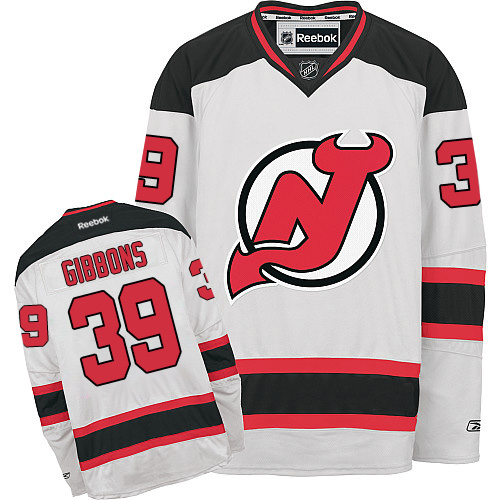 Men's Reebok New Jersey Devils #39 Brian Gibbons Authentic White Away NHL Jersey