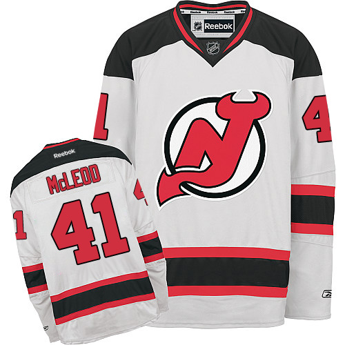 Men's Reebok New Jersey Devils #41 Michael McLeod Authentic White Away NHL Jersey