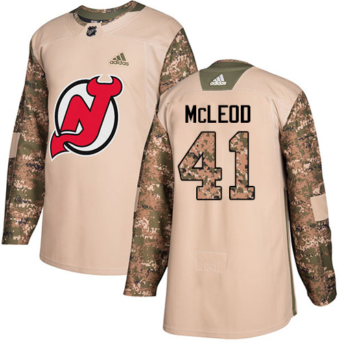 Men's Adidas New Jersey Devils #41 Michael McLeod Authentic Camo Veterans Day Practice NHL Jersey