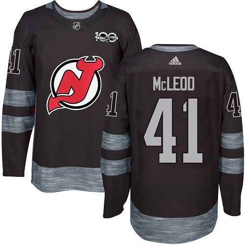 Men's Adidas New Jersey Devils #41 Michael McLeod Premier Black 1917-2017 100th Anniversary NHL Jersey