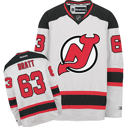 Men's Reebok New Jersey Devils #63 Jesper Bratt Authentic White Away NHL Jersey