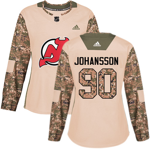 Women's Adidas New Jersey Devils #90 Marcus Johansson Authentic Camo Veterans Day Practice NHL Jersey
