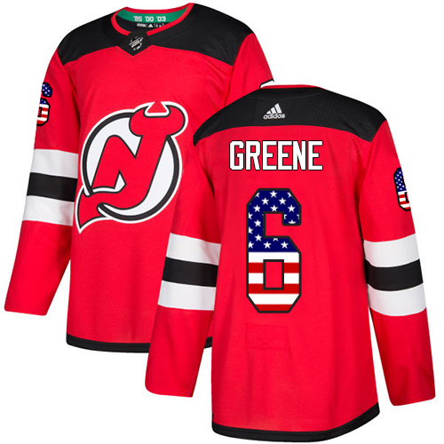 Men's Adidas New Jersey Devils #6 Andy Greene Authentic Red USA Flag Fashion NHL Jersey