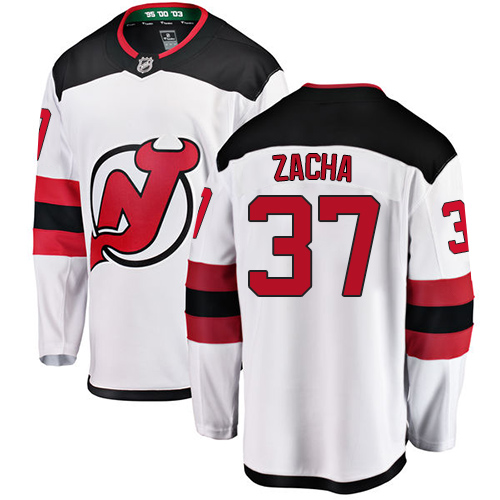 Men's New Jersey Devils #37 Pavel Zacha Fanatics Branded White Away Breakaway NHL Jersey