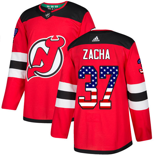 Youth Adidas New Jersey Devils #37 Pavel Zacha Authentic Red USA Flag Fashion NHL Jersey