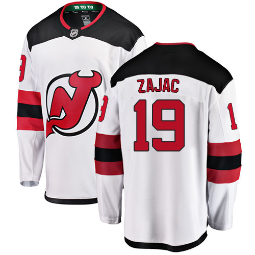 Youth New Jersey Devils #19 Travis Zajac Fanatics Branded White Away Breakaway NHL Jersey