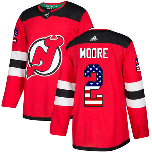Youth Adidas New Jersey Devils #2 John Moore Authentic Red USA Flag Fashion NHL Jersey
