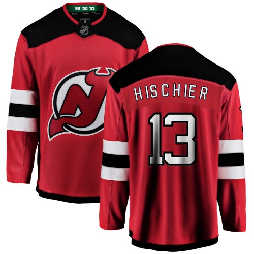 Men's New Jersey Devils #13 Nico Hischier Fanatics Branded Red Home Breakaway NHL Jersey