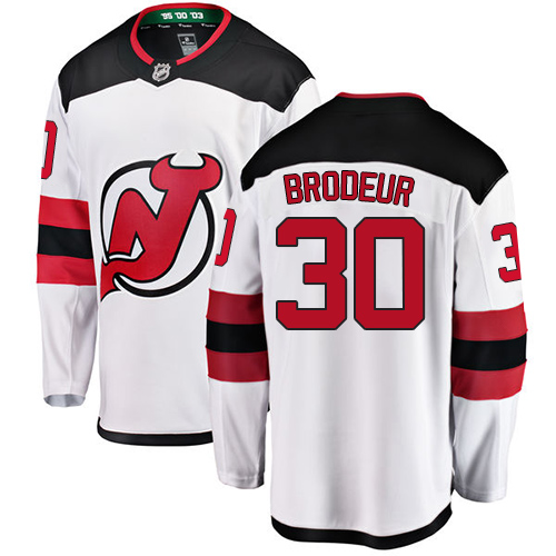 Youth New Jersey Devils #30 Martin Brodeur Fanatics Branded White Away Breakaway NHL Jersey