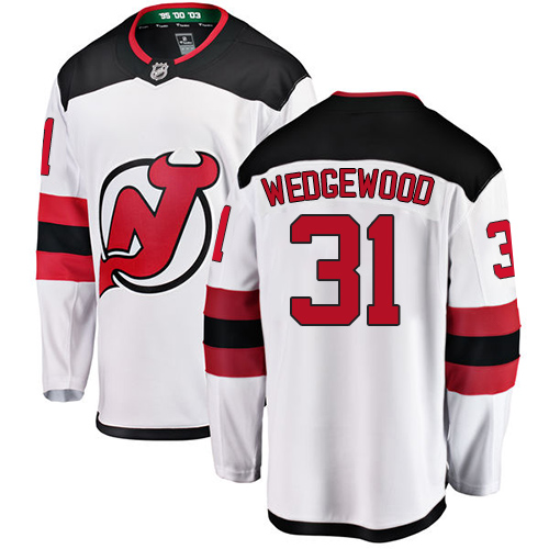 Men's New Jersey Devils #31 Scott Wedgewood Fanatics Branded White Away Breakaway NHL Jersey