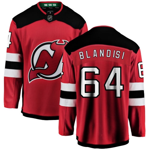Men's New Jersey Devils #64 Joseph Blandisi Fanatics Branded Red Home Breakaway NHL Jersey