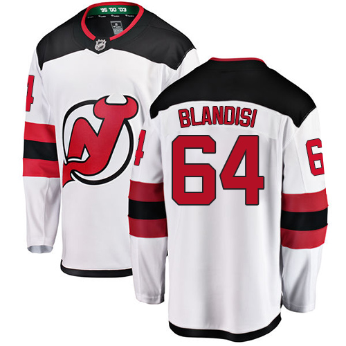 Youth New Jersey Devils #64 Joseph Blandisi Fanatics Branded White Away Breakaway NHL Jersey