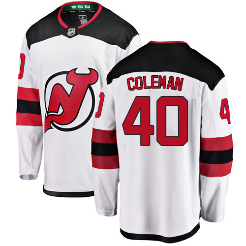 Youth New Jersey Devils #40 Blake Coleman Fanatics Branded White Away Breakaway NHL Jersey