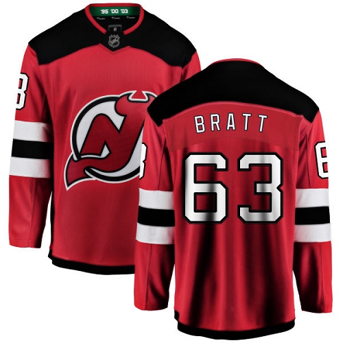 Men's New Jersey Devils #63 Jesper Bratt Fanatics Branded Red Home Breakaway NHL Jersey