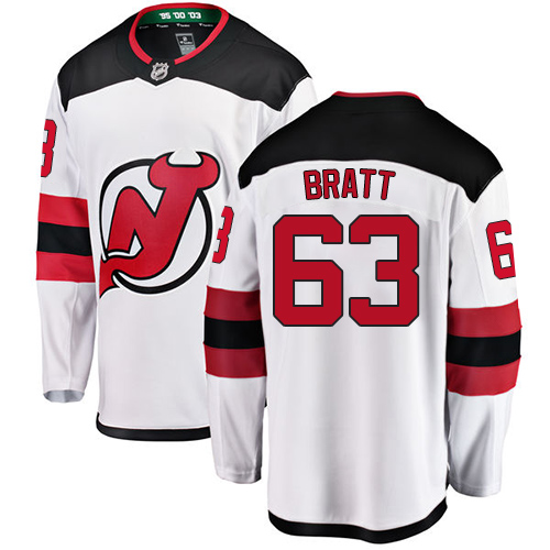 Youth New Jersey Devils #63 Jesper Bratt Fanatics Branded White Away Breakaway NHL Jersey