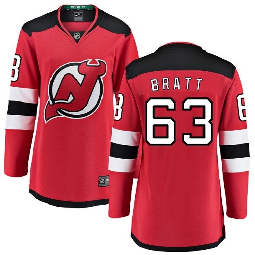 Women's New Jersey Devils #63 Jesper Bratt Fanatics Branded Red Home Breakaway NHL Jersey