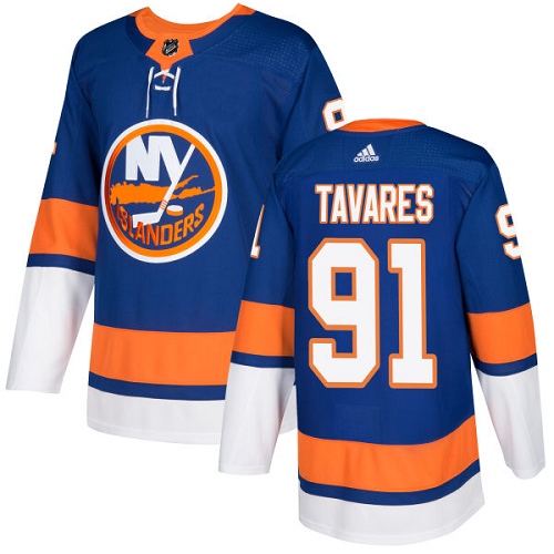 Men's Adidas New York Islanders #91 John Tavares Premier Royal Blue Home NHL Jersey