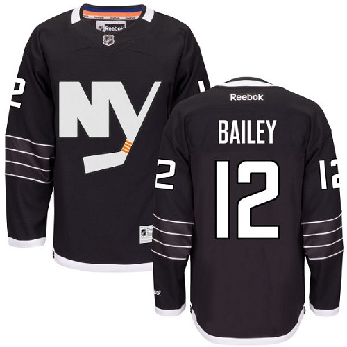 Men's Reebok New York Islanders #12 Josh Bailey Authentic Black Third NHL Jersey