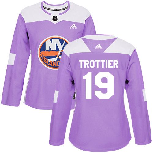 Women's Adidas New York Islanders #19 Bryan Trottier Authentic Purple Fights Cancer Practice NHL Jersey